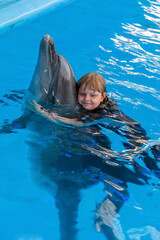 A dolphin therapy session