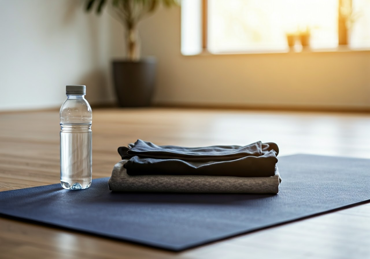 Beginner preparing for Tai Chi class.