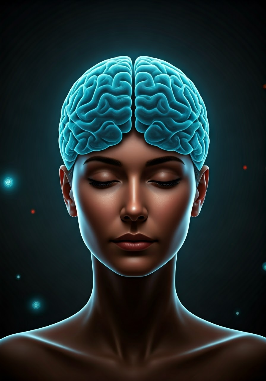 Person in a calming brain tap session