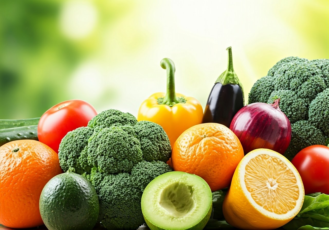 Colorful assortment of fruits and vegetables